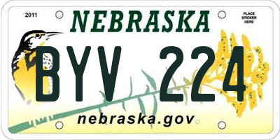 NE license plate BYV224