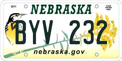 NE license plate BYV232