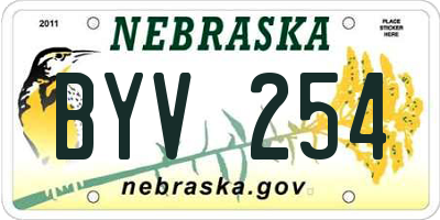 NE license plate BYV254