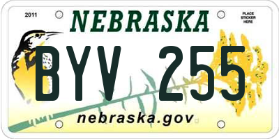NE license plate BYV255