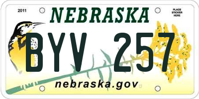 NE license plate BYV257
