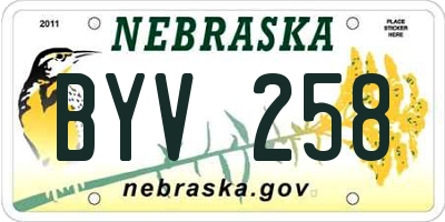 NE license plate BYV258