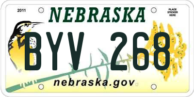 NE license plate BYV268