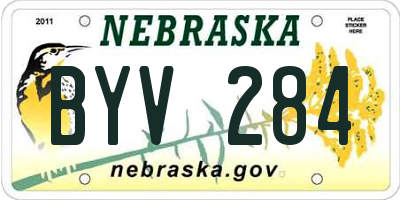 NE license plate BYV284