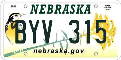 NE license plate BYV315