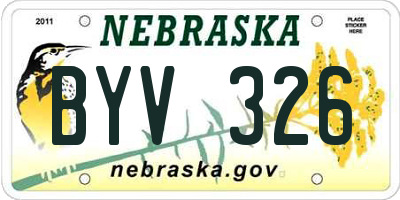 NE license plate BYV326