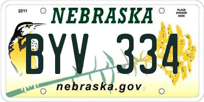 NE license plate BYV334