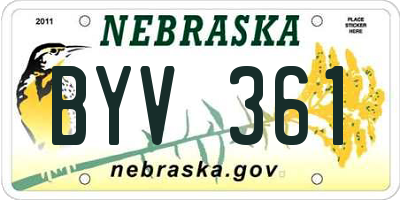 NE license plate BYV361