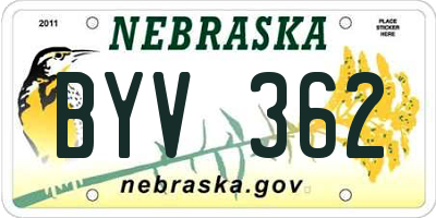 NE license plate BYV362
