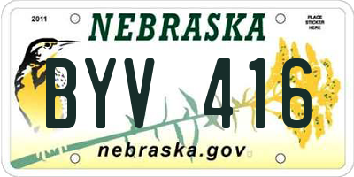 NE license plate BYV416