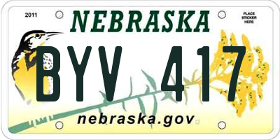 NE license plate BYV417