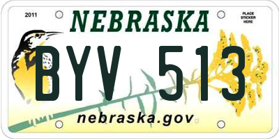 NE license plate BYV513