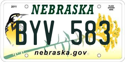 NE license plate BYV583
