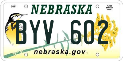 NE license plate BYV602