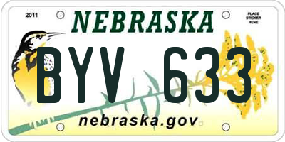 NE license plate BYV633