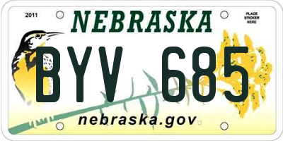 NE license plate BYV685