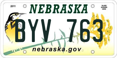 NE license plate BYV763