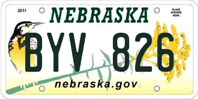 NE license plate BYV826
