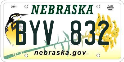 NE license plate BYV832