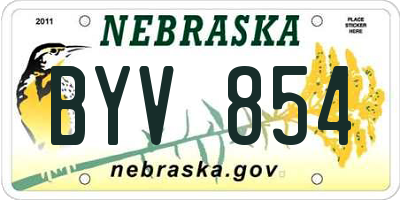 NE license plate BYV854