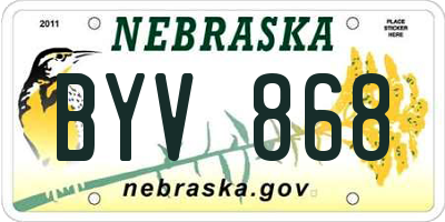 NE license plate BYV868