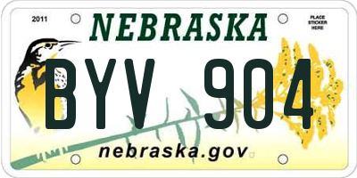 NE license plate BYV904