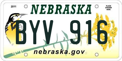 NE license plate BYV916