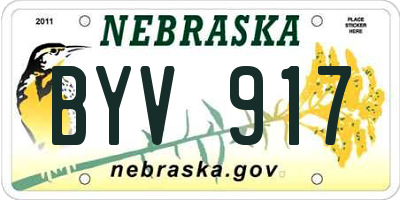 NE license plate BYV917
