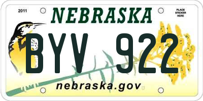 NE license plate BYV922