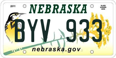 NE license plate BYV933