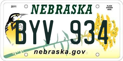 NE license plate BYV934
