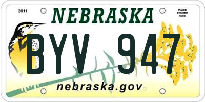 NE license plate BYV947