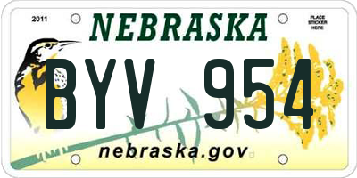 NE license plate BYV954