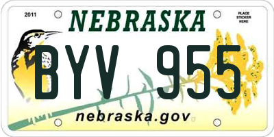 NE license plate BYV955
