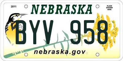 NE license plate BYV958