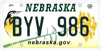 NE license plate BYV986