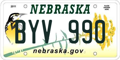 NE license plate BYV990