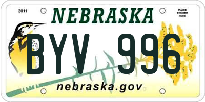 NE license plate BYV996