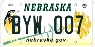NE license plate BYW007
