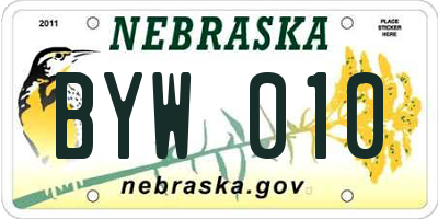 NE license plate BYW010