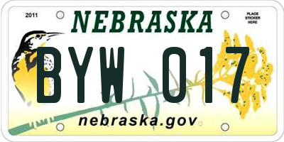 NE license plate BYW017