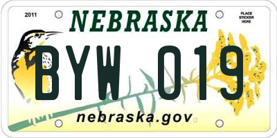 NE license plate BYW019