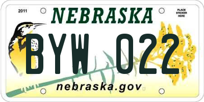NE license plate BYW022