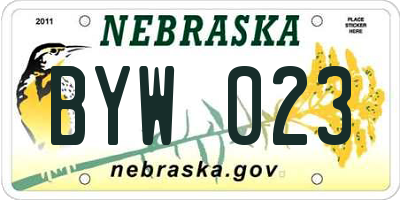 NE license plate BYW023