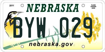 NE license plate BYW029