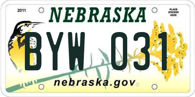 NE license plate BYW031