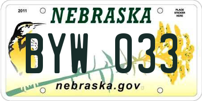 NE license plate BYW033