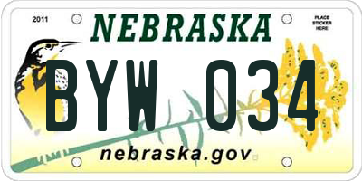 NE license plate BYW034
