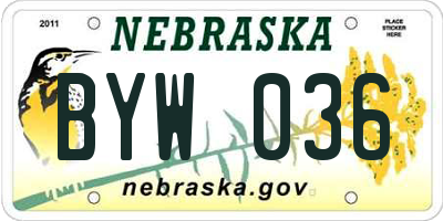 NE license plate BYW036