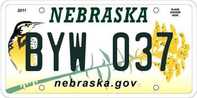 NE license plate BYW037